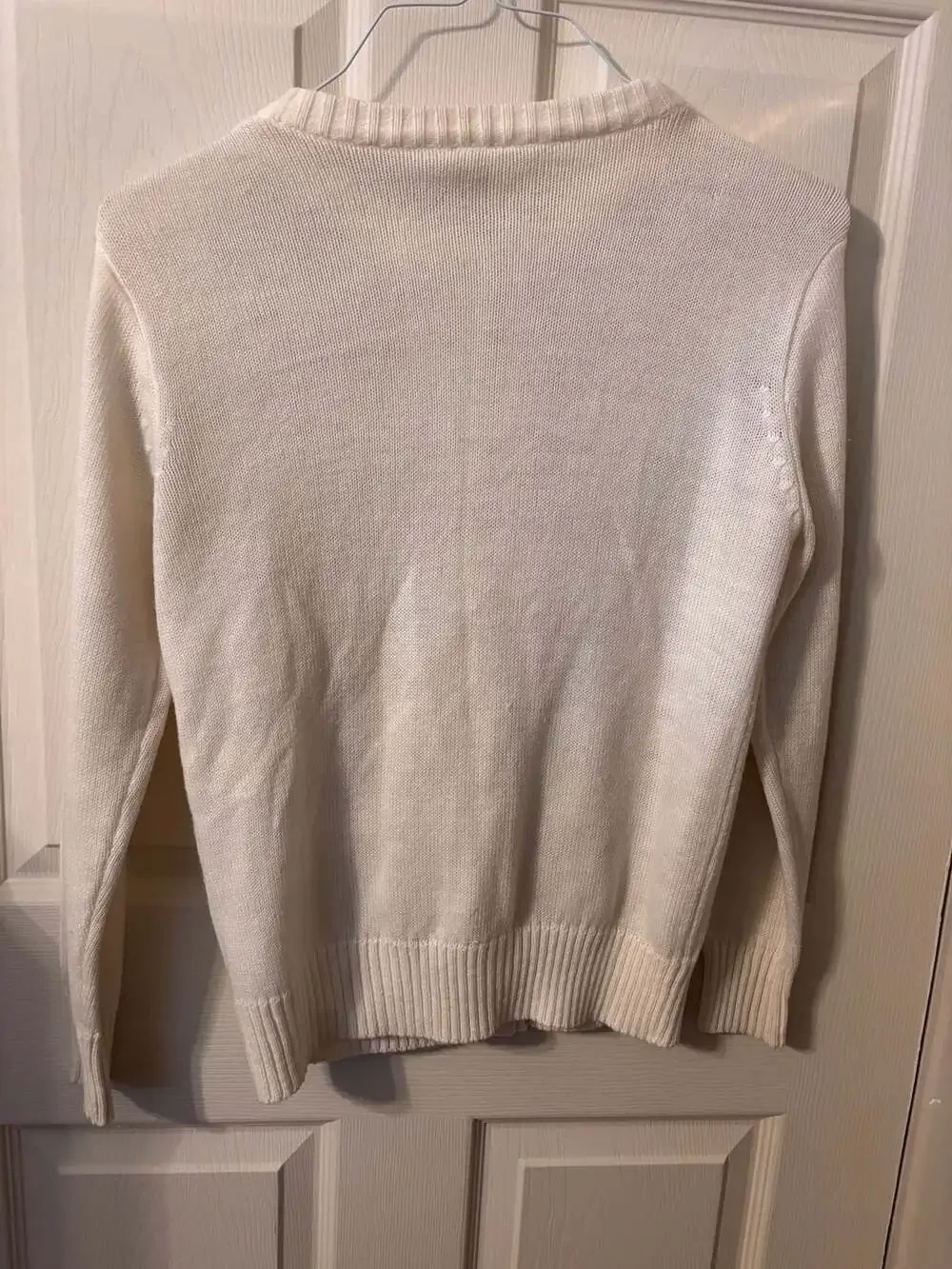 Vintage Sears Cream Acrylic Crewneck Cardigan Sweater